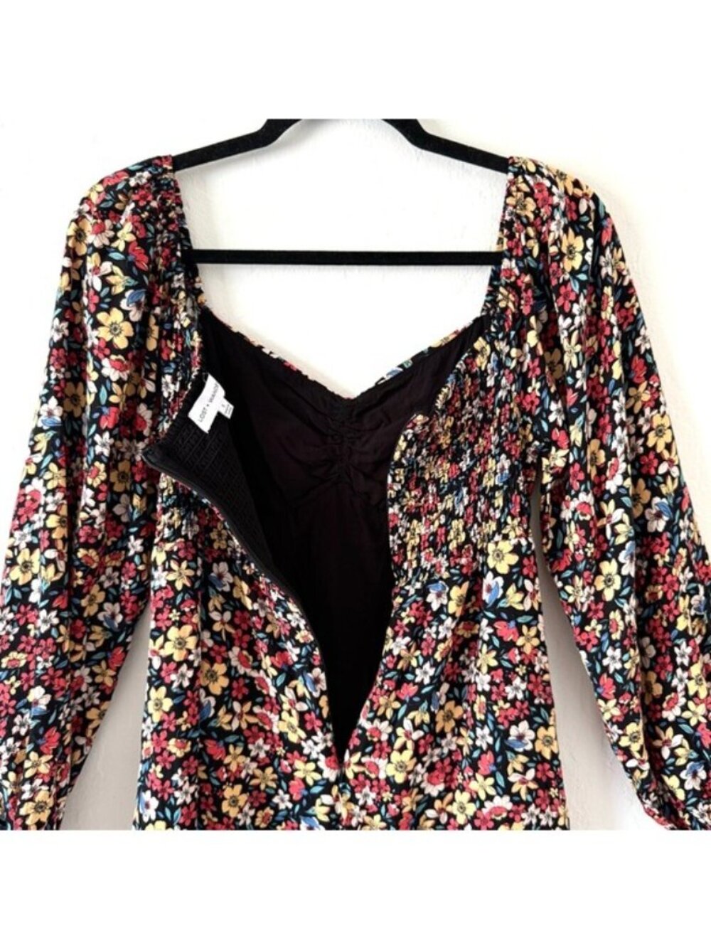 Lost + Wander Black Floral Paradise Valley Long Sleeve Midi dress Small - Picture 13 of 13